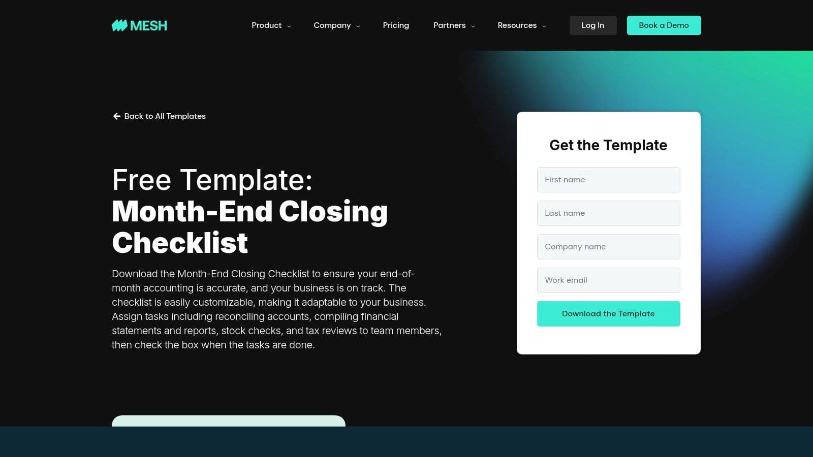 Mesh Payments month-end close checklist template download form