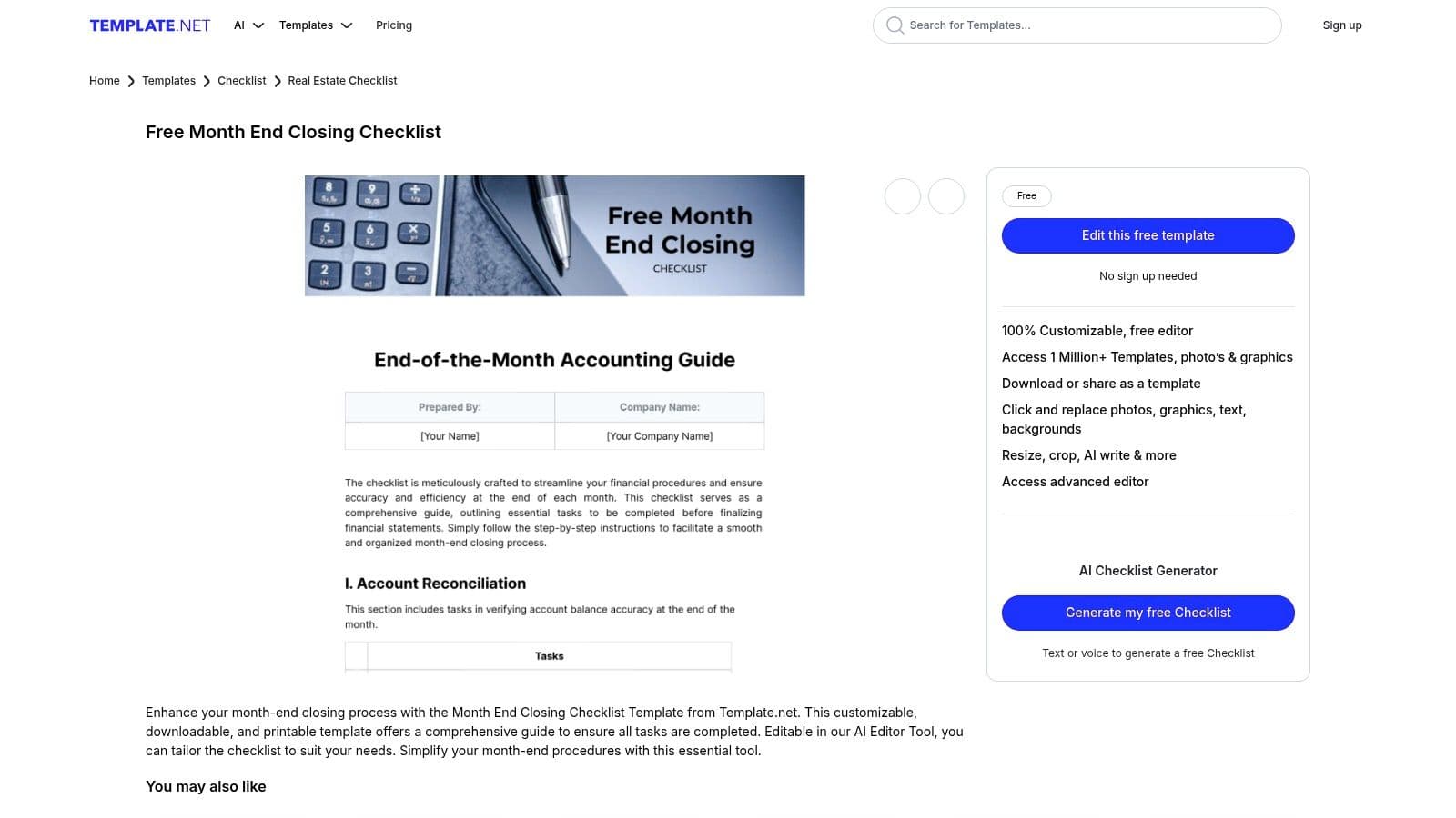 Template.net month-end close checklist template layout