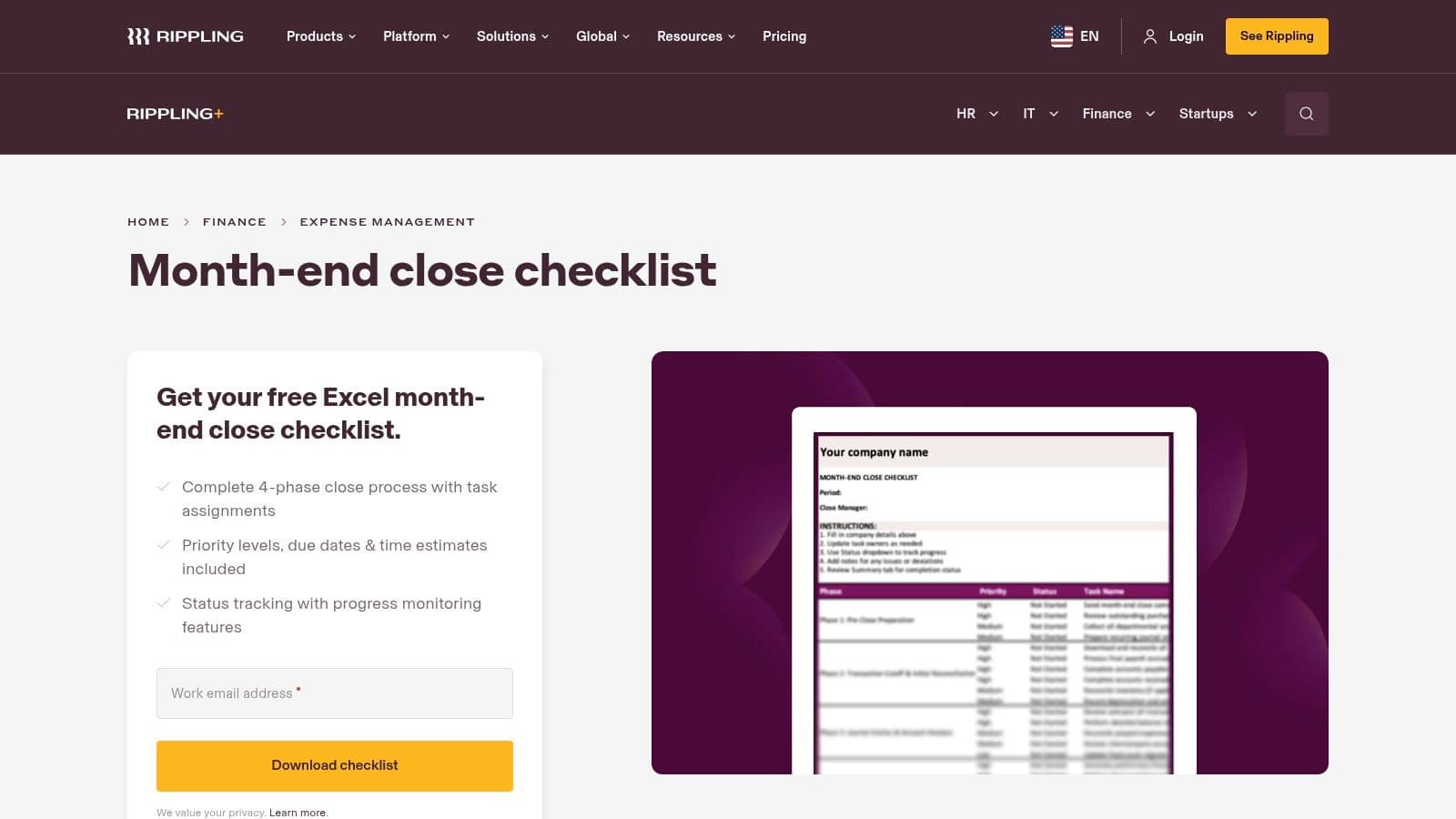 Rippling month-end close checklist template excel checklist