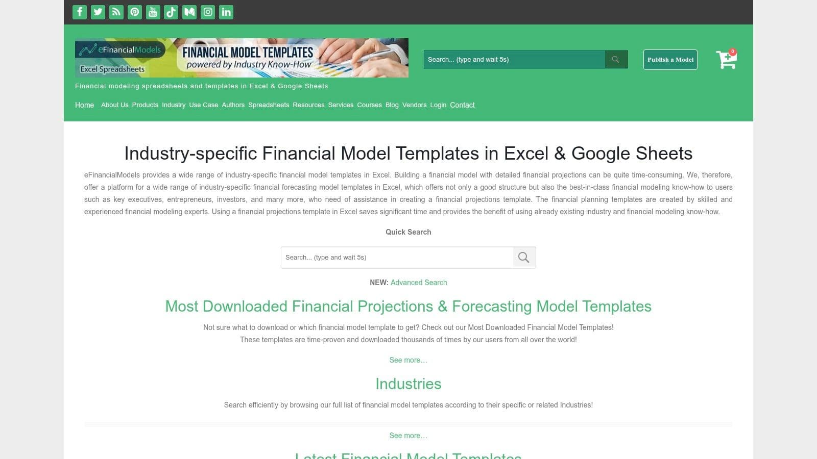 eFinancialModels – Marketplace of Industry Financial Models